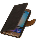 Hout Grijs Hoesje voor Samsung Galaxy S6 Book Wallet Case