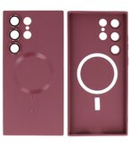 MagSafe Hoesje met Camera Beschermer voor Samsung Galaxy S22 Ultra Bruin