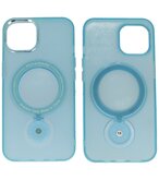 Magsafe Mat Transparant Case met Staande Functie voor iPhone 15 Plus Blauw