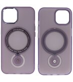 Magsafe Mat Transparant Case met Staande Functie voor iPhone 15 Plus Paars