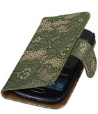 Lace Donker Groen Hoesje voor Samsung Galaxy S3 Mini VE Book/Wallet Case/Cover