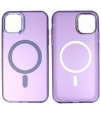 Magsafe Hoesje Geschikt voor iPhone 11 Pro - Magnetisch Smartphone Hoesje - Paars