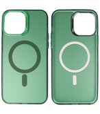 Magsafe Hoesje Geschikt voor iPhone 15 Pro - Magnetisch Smartphone Hoesje - Donker Groen