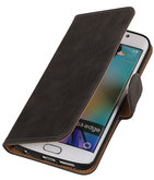 Hout Grijs Hoesje voor Samsung Galaxy S6 Edge Book Wallet Case