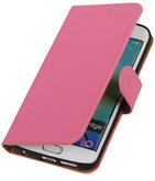 Hoesje voor Samsung Galaxy S6 Edge Effen Booktype Wallet Roze