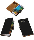 Zwart Effen Bookcover Hoesje voor Samsung Galaxy E7