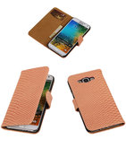 Licht Roze Slang/Snake Bookcover Hoesje voor Samsung Galaxy E7