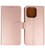iPhone 16 Pro Max Hoesje Book Case Portemonnee Telefoonhoesje - Roze Goud