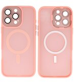 Mat-Transparent met Camera Beschermer Magsafe Case voor iPhone 14 Pro Max Roze