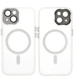 Mat-Transparent met Camera Beschermer Magsafe Case voor iPhone 14 - 13 Wit