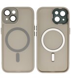 Mat-Transparent met Camera Beschermer Magsafe Case voor iPhone 15 Grijs