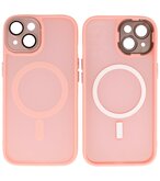 Mat-Transparent met Camera Beschermer Magsafe Case voor iPhone 15 Roze
