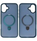 Magsafe Mat Transparant - Camera Beschermer Case met Staande Functie voor iPhone 16 Blauw