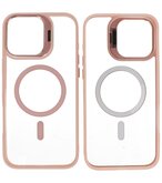Magsafe Transparant - Camera Beschermer Case met Staande Functie voor iPhone 16 Pro Roze