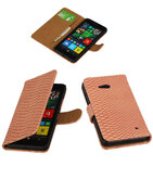 Slangen Roze Booktype - Hoesje voor Microsoft Lumia 640
