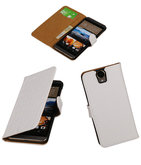 Hoesje voor HTC One E9 Plus Booktype Krokodil Wit