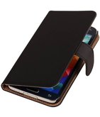 Hoesje voor Samsung Galaxy Alpha Effen Booktype Wallet Zwart