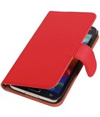 Hoesje voor Samsung Galaxy Alpha Effen Booktype Wallet Rood