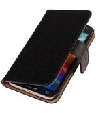 Hoesje voor Samsung Galaxy Alpha Croco Booktype Wallet Zwart
