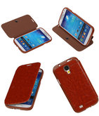 Bestcases Bruin TPU Booktype Motief Hoesje voor Samsung Galaxy S4