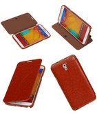 Bestcases Bruin TPU Booktype Motief Hoesje voor Samsung Galaxy Note 3 Neo