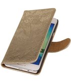 Hoesje voor Sony Xperia M4 Aqua Lace/Kant Booktype Wallet Goud
