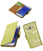 Hoesje voor Samsung Galaxy Core Prime Lace Bookstyle Wallet Groen