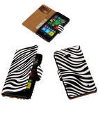 Hoesje voor Microsoft Lumia 640 Zebra Booktype Wallet Wit