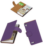 Hoesje voor Huawei Ascend P6 Effen Booktype Wallet Paars