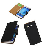 Hoesje voor Samsung Galaxy J7 2015 Effen Booktype Wallet Zwart