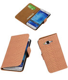 Hoesje voor Samsung Galaxy J7 2015 Snake Slang Booktype Wallet Roze