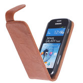 Polar Echt Lederen Hoesje voor Samsung Galaxy S Duos S7562 Flipcase Bruin