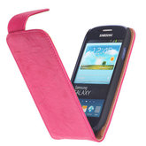 Polar Echt Lederen Hoesje voor Samsung Galaxy Core i8260 Flipcase Fuchsia