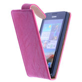 Polar Echt Lederen Hoesje voor Huawei Ascend G700 Flipcase Fuchsia