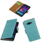 Hoesje voor Samsung Galaxy Grand Max Snake Booktype Wallet Turquoise