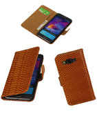 Hoesje voor Samsung Galaxy Grand Max Snake Booktype Wallet Bruin