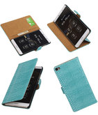 Hoesje voor Huawei P8 Max Snake Slang Booktype Wallet Turquoise