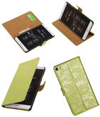 Hoesje voor Huawei P8 Max Lace Kant Booktype Wallet Groen