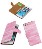 Hoesje voor Apple iPhone 6 Plus Booktype Wallet Mini Slang Roze