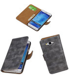 Hoesje voor Samsung Galaxy J7 2015 Booktype Wallet Mini Slang Grijs