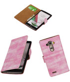 Hoesje voor LG G4 Booktype Wallet Mini Slang Roze