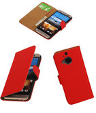 Hoesje voor HTC One M9 Plus Effen Booktype Wallet Rood