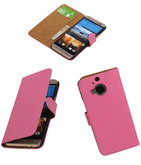 Hoesje voor HTC One M9 Plus Effen Booktype Wallet Roze