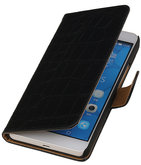 Hoesje voor LG G4c Croco Bookstyle Wallet Zwart