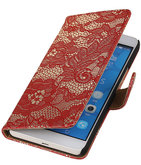 Hoesje voor LG G4c Lace Kant Bookstyle Wallet Rood