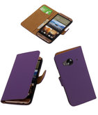 Hoesje voor HTC One Me Effen Bookstyle Wallet Paars