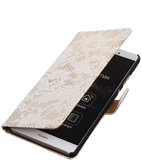 Hoesje voor Sony Xperia E4g Lace Kant Bookstyle Wallet Wit