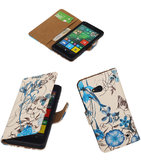 Hoesje voor Microsoft Lumia 640 Bookstyle Bloem Blauw