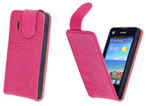 Polar Echt Lederen Fuchsia Hoesje voor Huawei Ascend Y300 Flipcase