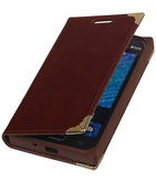 Hoesje voor Samsung Galaxy J1 2015 - Bruin TPU Map Bookstyle Hoesje voor Samsung Galaxy J1 2015 - Bruin TPU Map Bookstyle